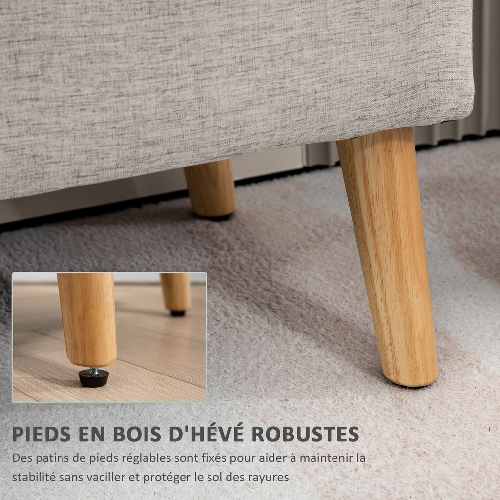 Banc coffre rangement rembourré aspect lin pour chambre à coucher, entrée, salon, charge 220 Kg, 110 x 39 x 45 cm, beige-4