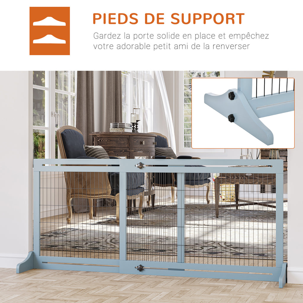Barrière de sécurité pour chien extensible longueur réglable 104-183 x 36 x 69 cm pin bleu-4