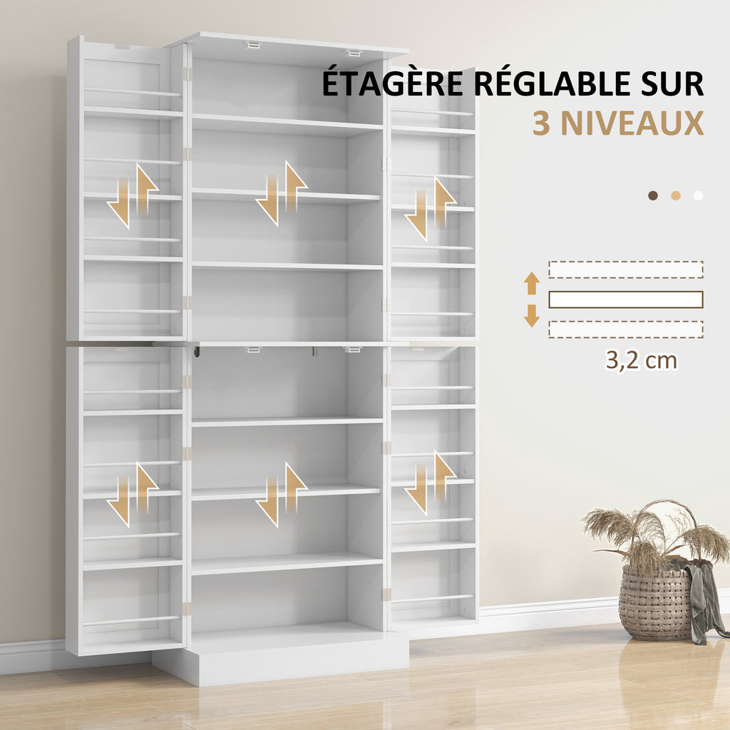 Armoire de cuisine buffet cuisine avec placards, étagère réglable et porte-épices, 60 x 35 x 166 cm, blanc-4