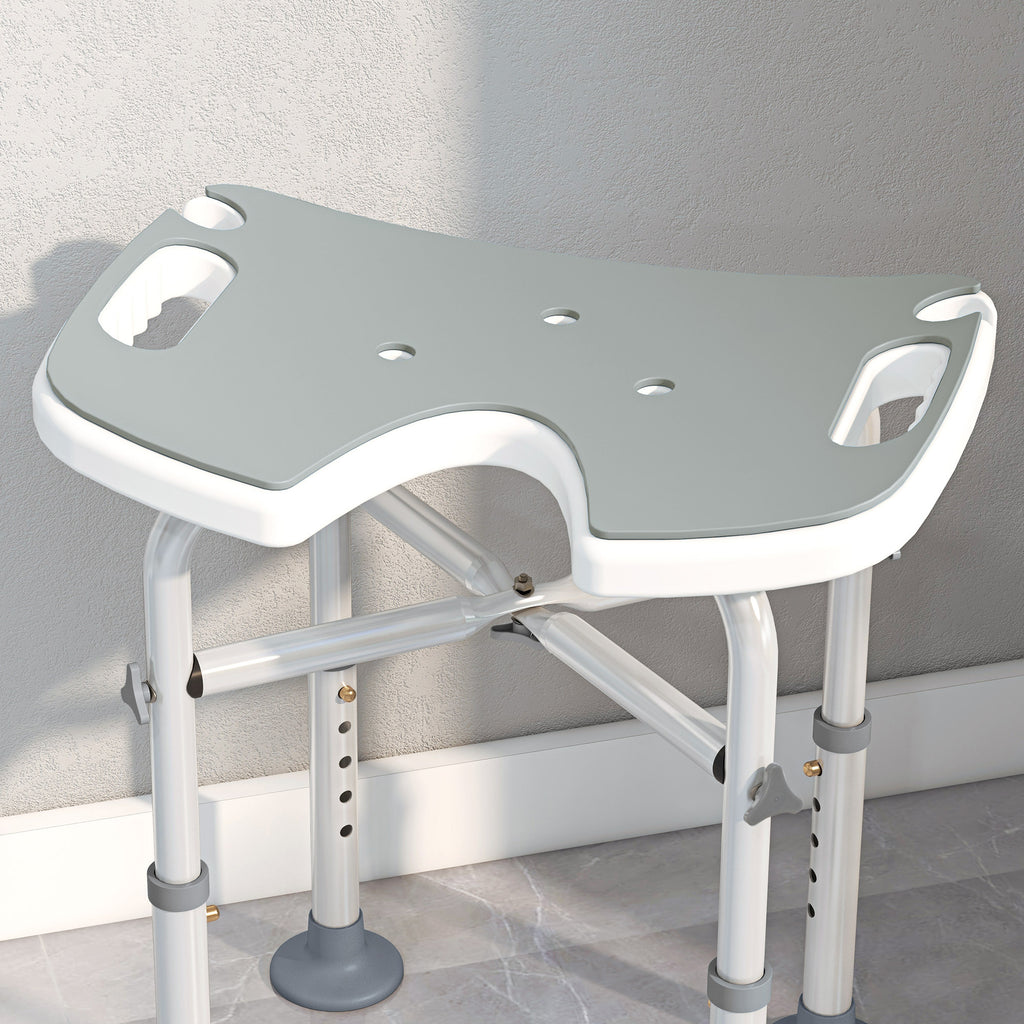Tabouret de douche siège de douche hauteur ajustable 39-51,5 cm barre d'appui à ventouse patins à ventouse gris-8