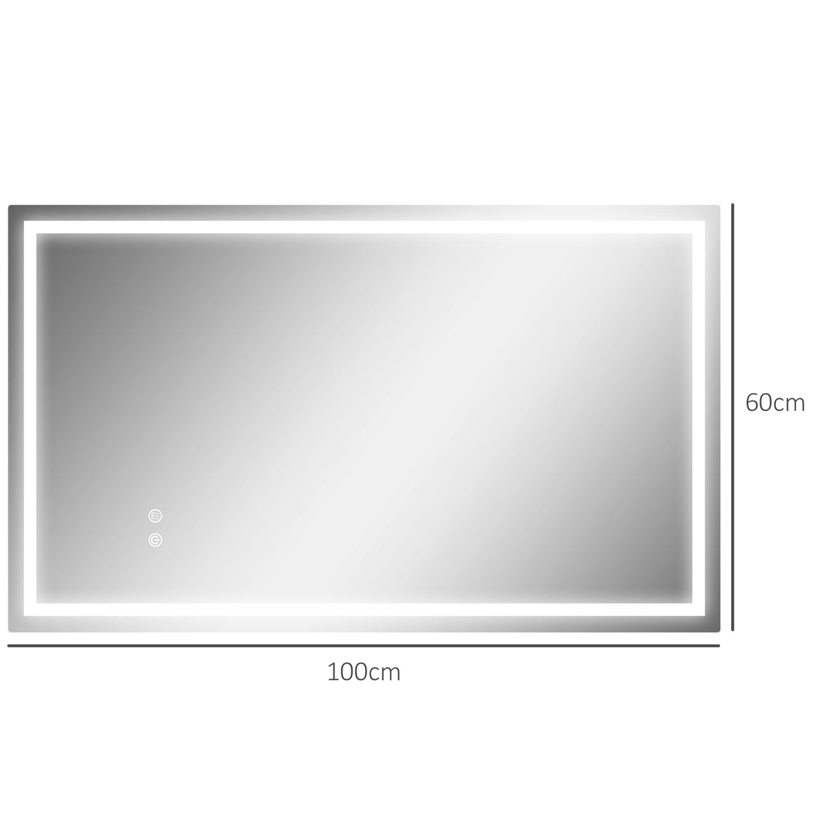 Miroir salle de bain éclairage LED miroir lumineux salle de bain mural interrupteur tactile lumière 3 couleurs 100 x 60 cm-2