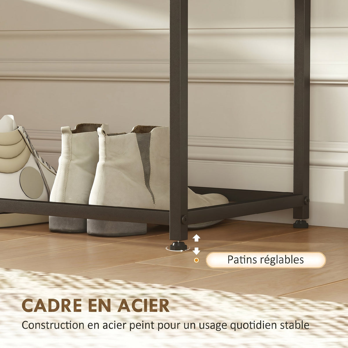 Table Console en Acier 2 Étagères Design Moderne pour Salon Entrée Couloir 100 x 30 x 87 cm Noir-4