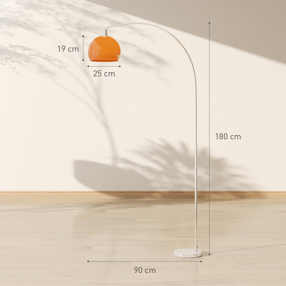 Lampadaire sur pied salon, lampe sur pied, abat-jour minimaliste à haut mât et interrupteur à pied, 26x90x180cm, orange-2
