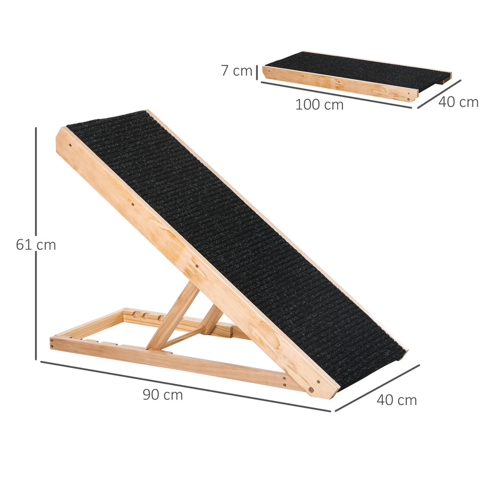 Rampe pour chien de grande taille pliable, escalier pour chien canapé avec hauteur ajustable 26-61 cm, noir-2