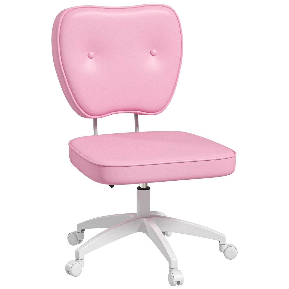 Chaise de bureau sans accoudoirs, fauteuil de bureau, hauteur réglable, pivotant 360°, 46 x 59 x 82-92 cm, rose-0