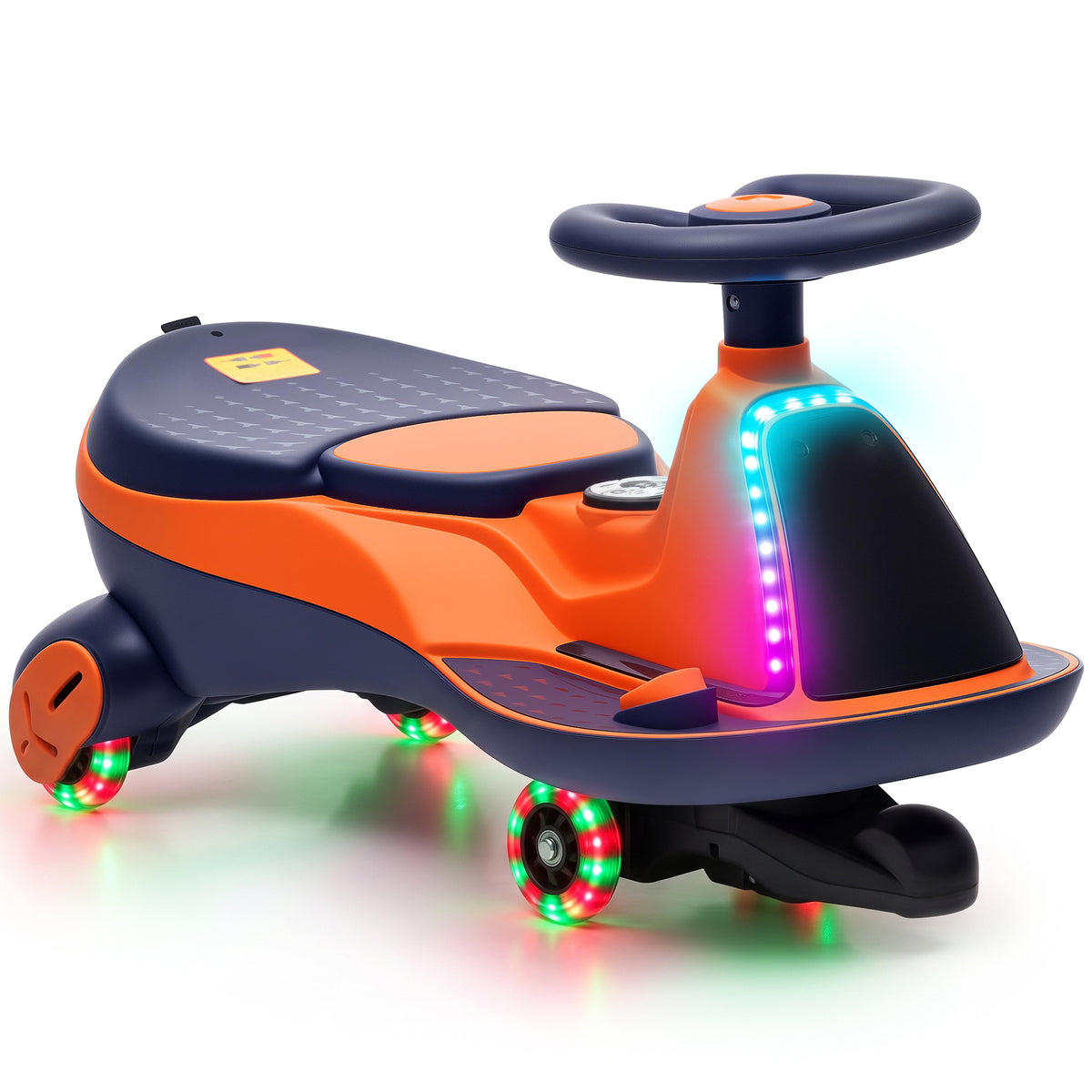 Voiture Électrique Enfant 12V, Véhicule Électrique Enfant avec Batterie Lithium, Éclairage RGB, Roues Lumineuses, Orange-0