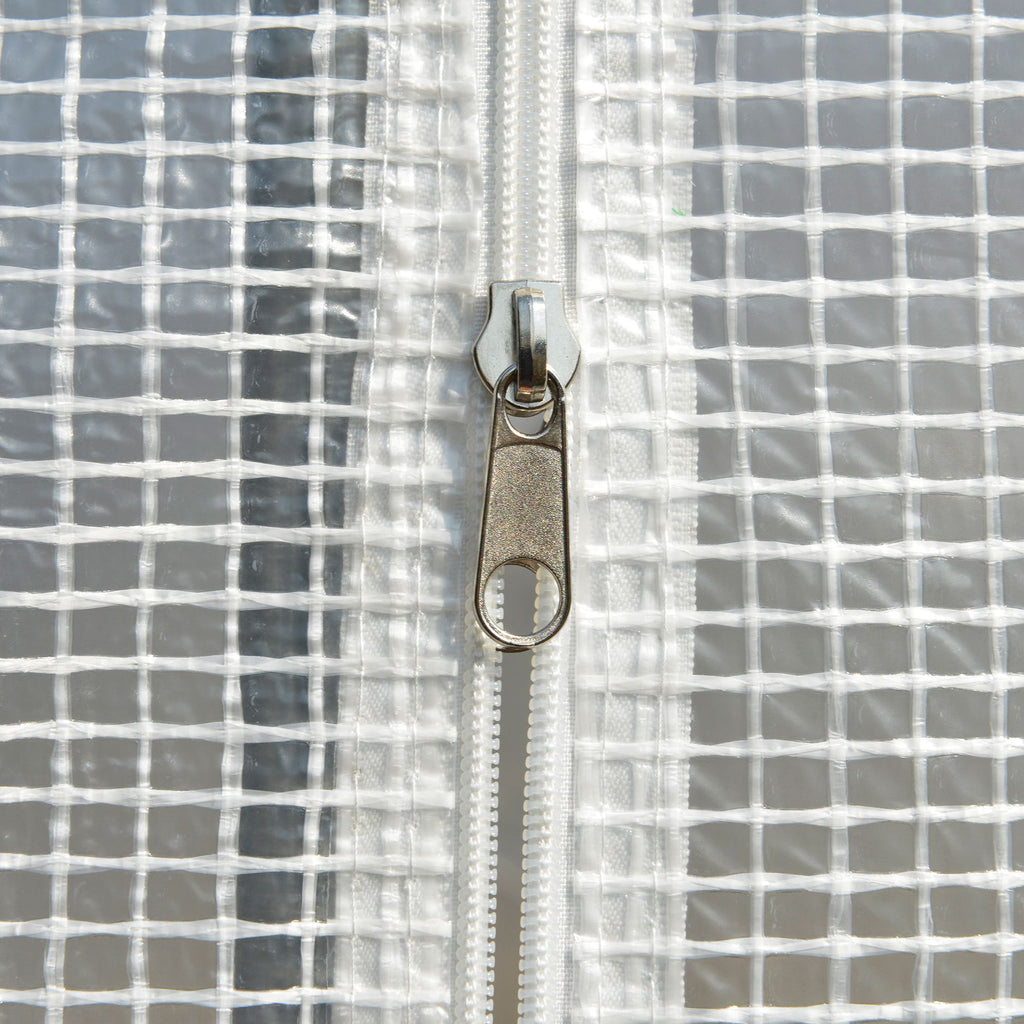 Serre de jardin tunnel serre tunnel 6 m² avec 6 fenêtres porte enroulable toile PE structure en acier galvanisé blanc-8