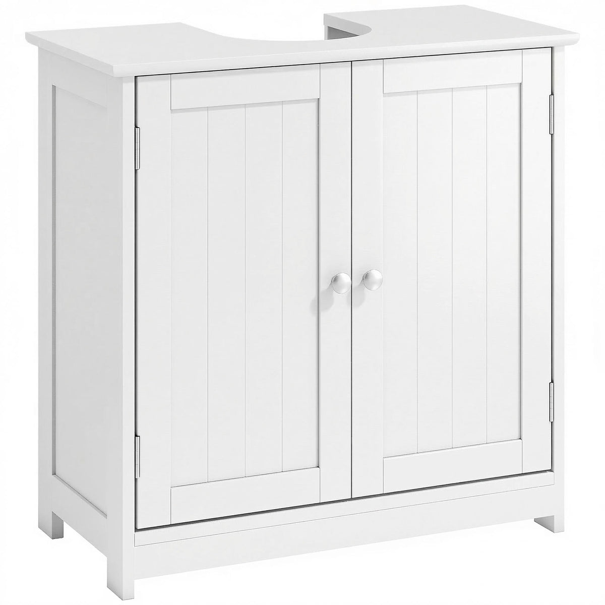 Meuble salle de bain sous lavabo - meuble sous-vasque - placard 2 portes avec étagère - dim. 60L x 30l x 60H cm - en bois blanc-0