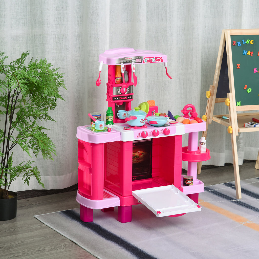 Cuisine pour Enfant Recettes Jeu d'imitation 38 Accessoires Inclus Sons et lumières polypropylène Rose-9