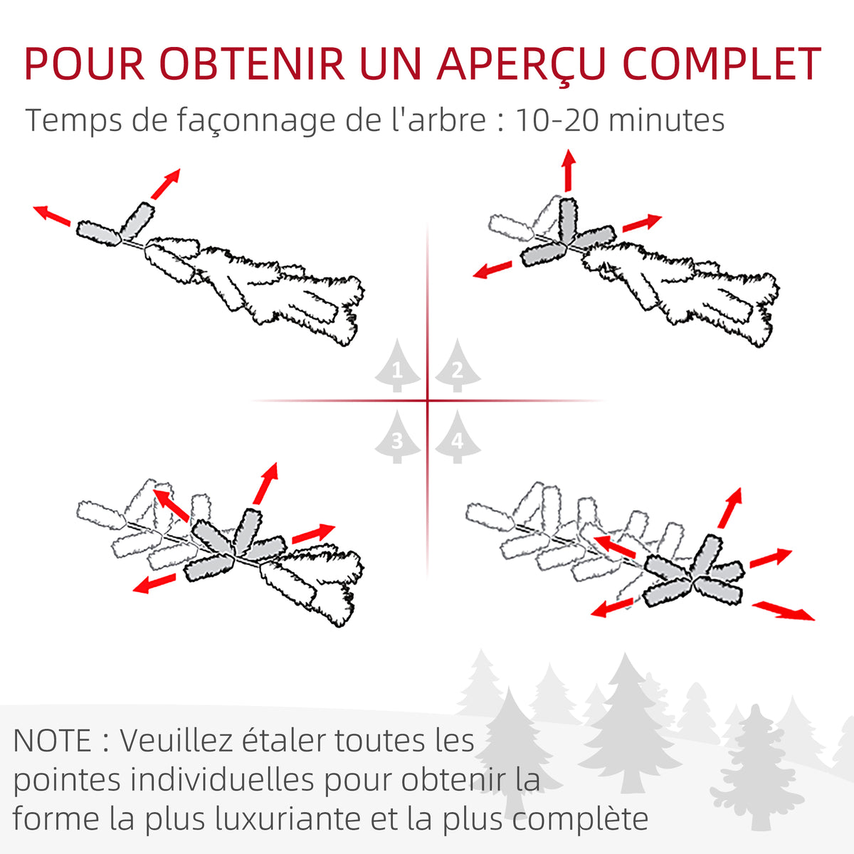 Sapin de Noël artificiel avec 310 branches support en acier socle pliable en acier hauteur 120 cm vert-5