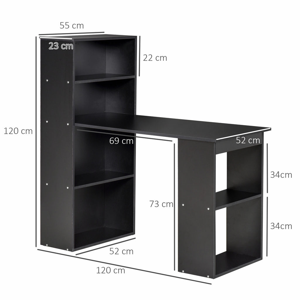 Bureau informatique, bureau avec rangement, 6 compartiments ouverts, table d'ordinateur pour chambre, studio-2