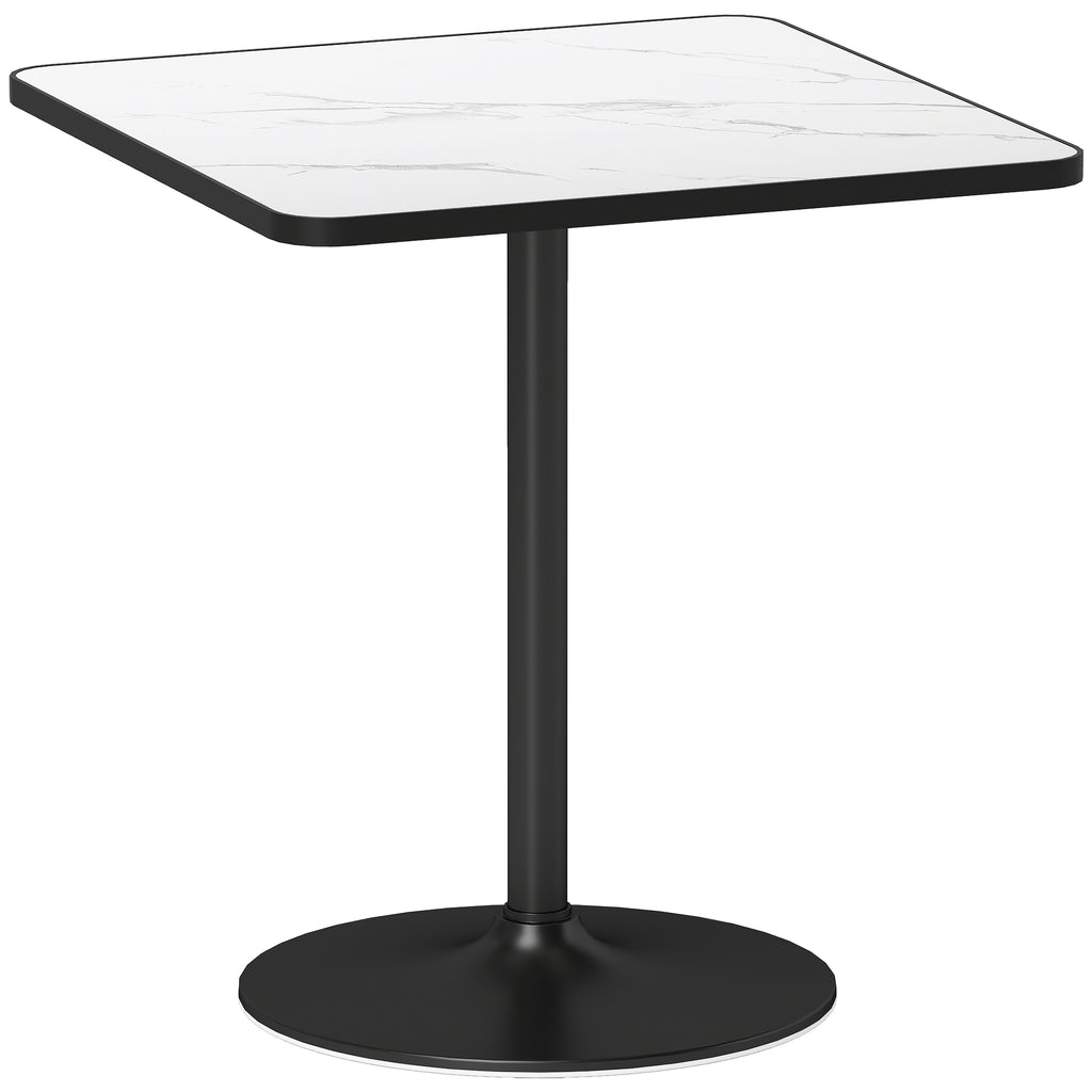 Table à manger pour 4 personnes table de cuisine style moderne avec plateau effet marbre et base ronde, 70 x 70 cm, blanc-0