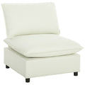 Fauteuil de salon, canapé 1 place moderne sans accoudoirs avec assise large, coussins épais, 146x85x78cm, crème-0