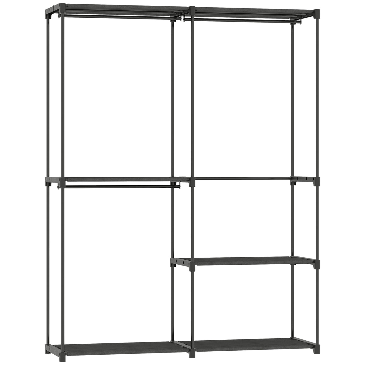 Armoire de rangement, penderie portable avec 3 barres de suspension et 4 étagères, 142 x 43 x 185 cm, noir-0