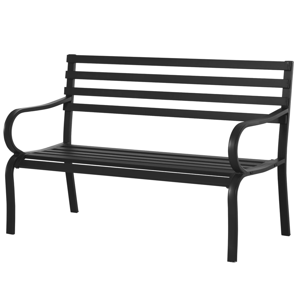 Banc de Jardin Design Contemporain 2 Places dim. 127L x 58l x 82H cm métal époxy Noir-9