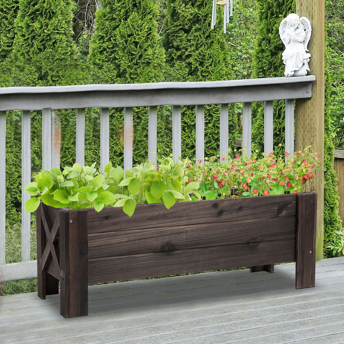 Jardinière sur Pieds bac à Fleurs dim. 100L x 36l x 36H cm Inserts d'irrigation Inclus Bois Massif Sapin traité-8