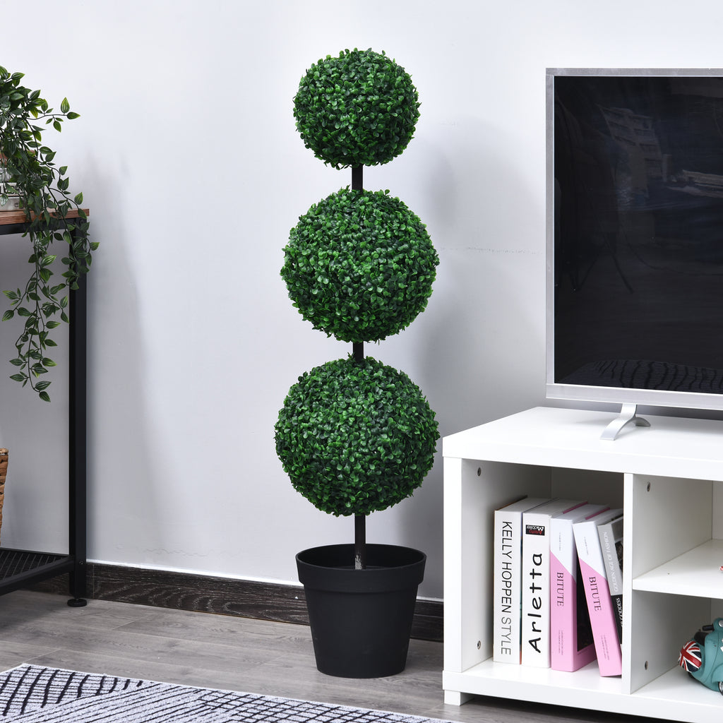 Buis Artificiel topiaire Artificielle en Forme de Boules dim. Ø 30 x 112H cm Vert-1