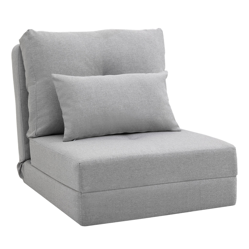 Chauffeuse canapé-lit convertible fauteuil 1 place avec 1 coussin avec dossier réglable, gris clair-0