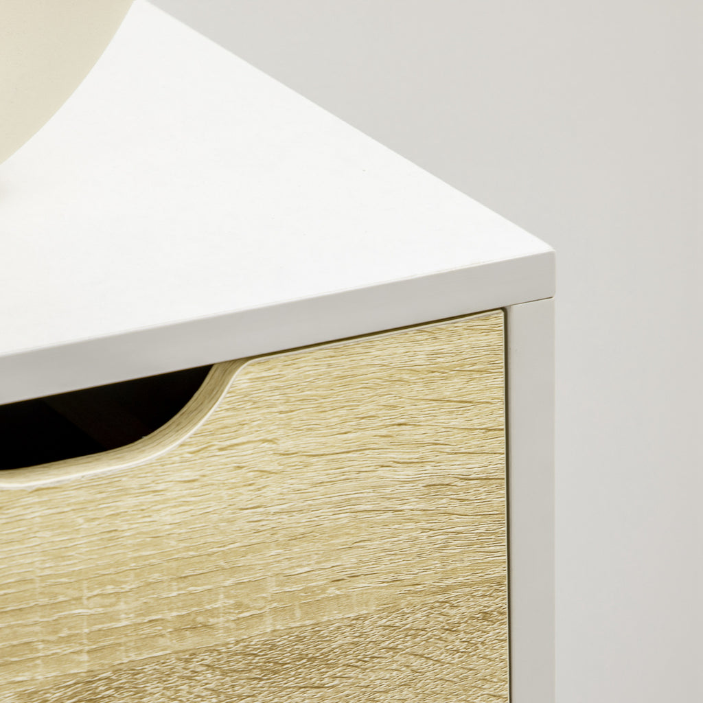 Commode 5 tiroirs meuble de rangement 4 pieds biseautés - bois, 60 x 40 x 77,5 cm, blanc-7