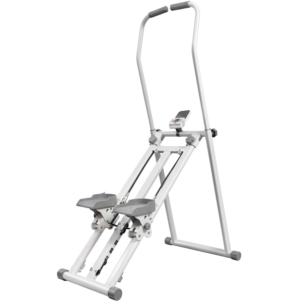 Stepper d'Escalier Pliable, 3 Niveaux de Résistance, Hauteur Réglable, Écran LCD, Charge 150 kg, 90x50x133cm, Blanc-0