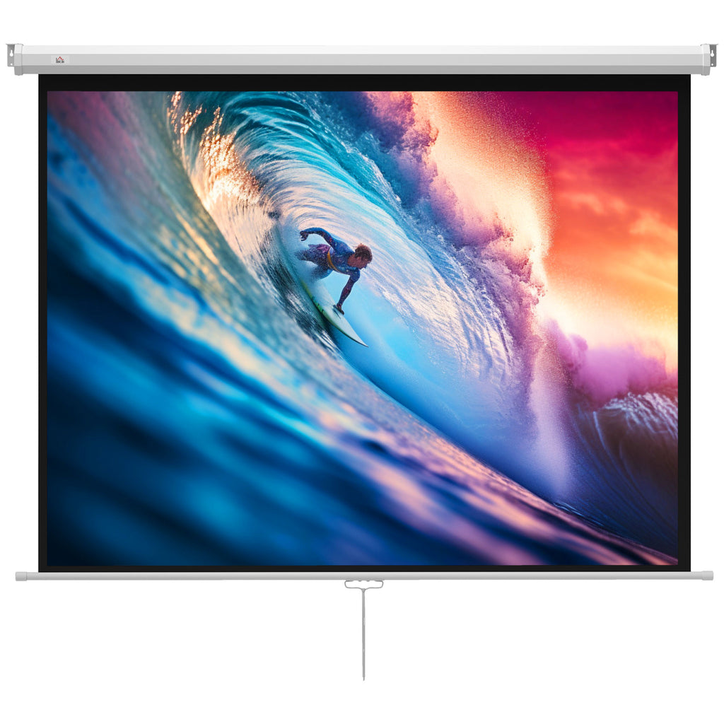 Écran de projection de 84 pouces, écran vidéoprojecteur, 4:3 4K HD, fixation mur ou plafond, 181l x 8P x 138H cm, blanc-0
