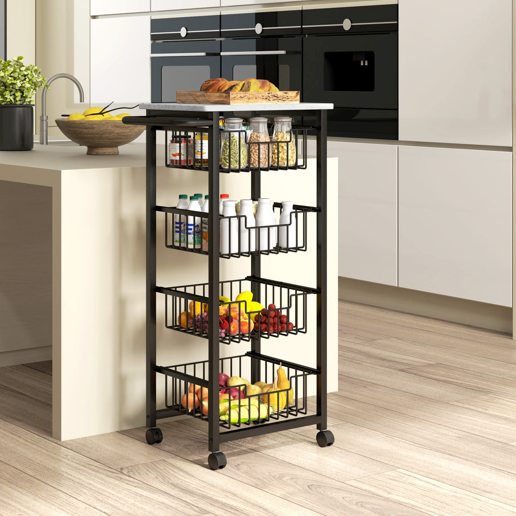 Desserte cuisine 4 niveaux chariot de service sur roulettes plan de travail cadre en acier 49,5 x 31 x 91 cm gris clair-9