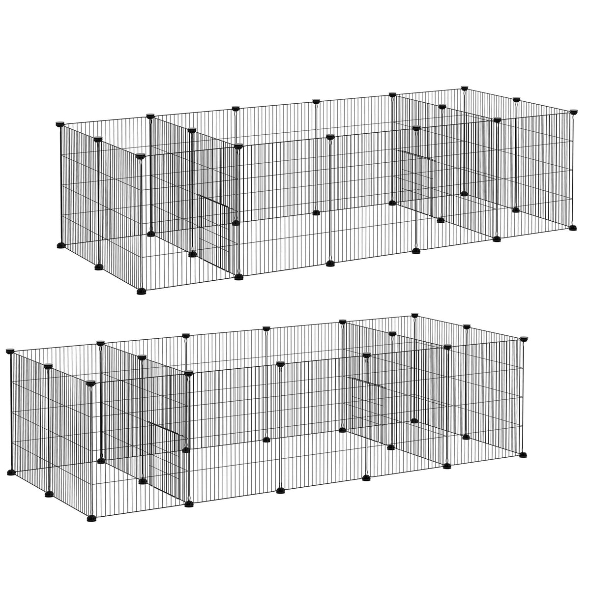 Lot de 2 enclos parc modulable pour petits animaux lapins rongeurs chiots 36 panneaux en fil d'acier 4 portes noir-0
