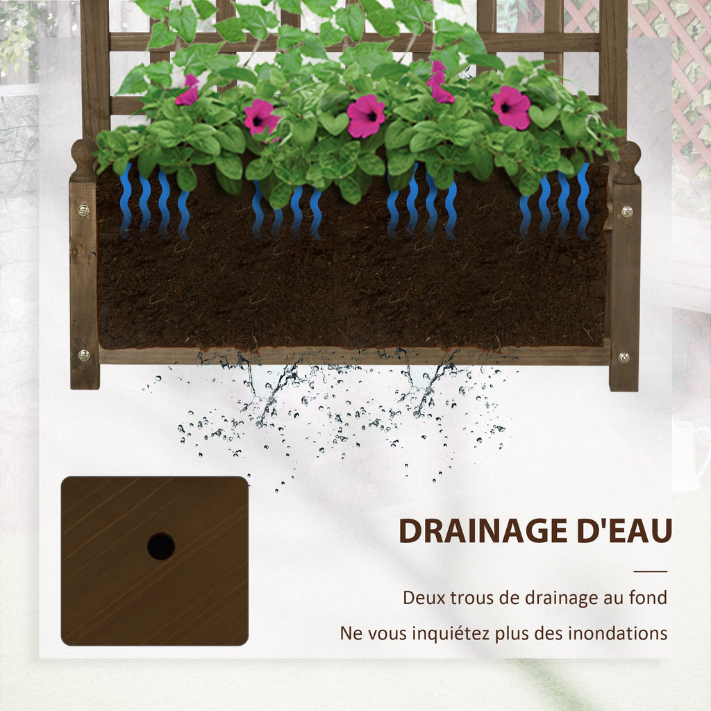 Jardinière avec treillis bac à fleurs jardinière sur pied 64 x 28 x 75 cm inserts d'irrigation bois massif-4