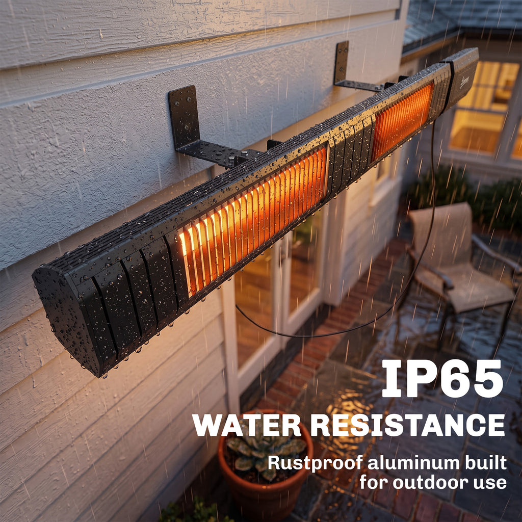 Radiateur Infrarouge 3000W Mural IP65, Télécommande, Écran LED, Minuterie, 9 Niveaux, 102,4 x 10 x 5,5 cm, Noir-7
