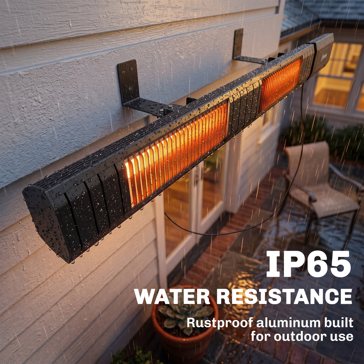 Radiateur Infrarouge 3000W Mural IP65, Télécommande, Écran LED, Minuterie, 9 Niveaux, 102,4 x 10 x 5,5 cm, Noir-7