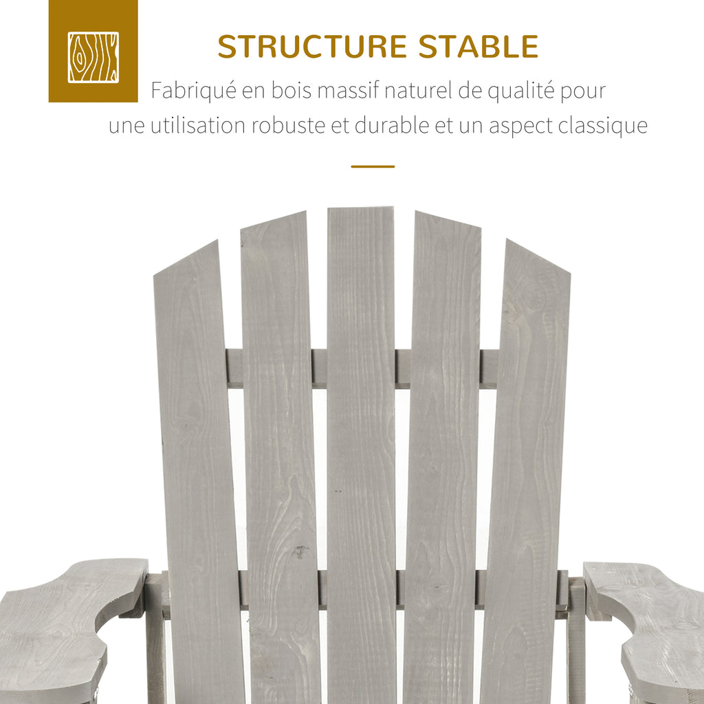 Fauteuil adirondack Fauteuil de Jardin Chaise de Jardin de Plein Air dim. 78L x 89P x 88H cm Bois Massif Sapin-4