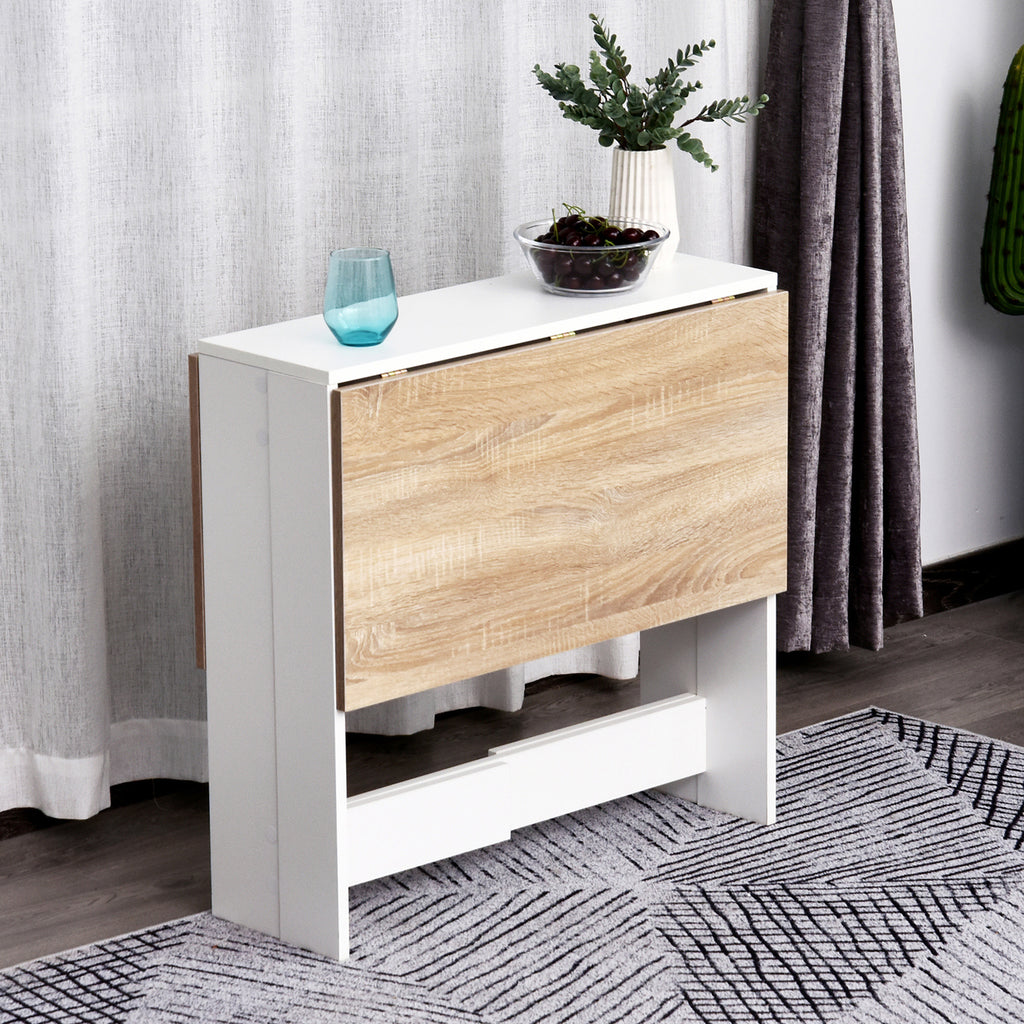 Table de cuisine pliable 103L x 76l x 74H cm en bois bicolore chêne blanc-5
