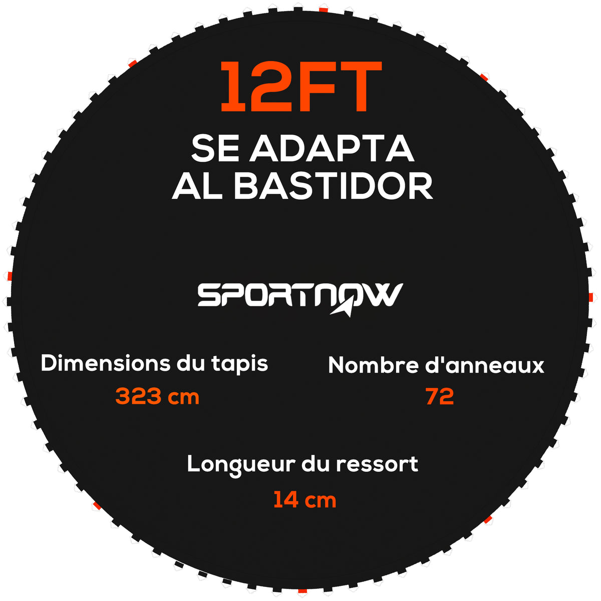 Tapis de rechange pour trampoline tapis de saut de remplacement, compatible trampoline Ø 3,7 m et ressorts de 14 cm-0