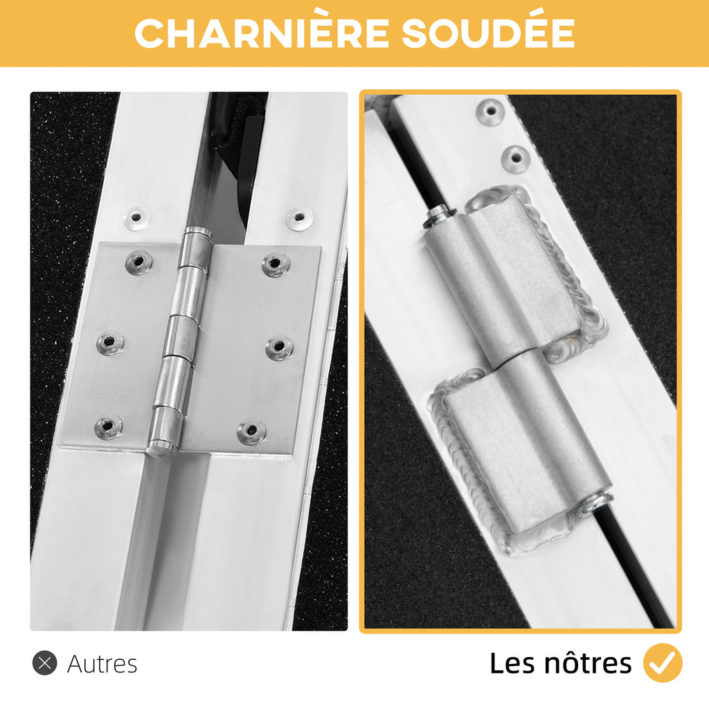 Rampe de fauteuil roulant pliable en alliage d'aluminium antidérapante, avec poignées, charge max. 272 kg, noir-5