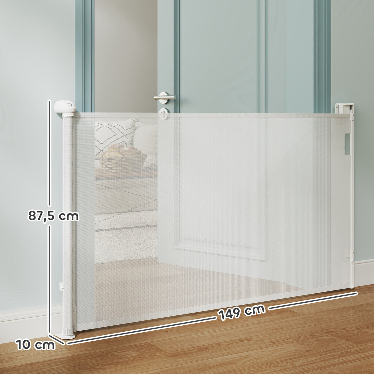 Barrière rétractable pour chien largeur 149 cm verrouillage automatique - blanc-2