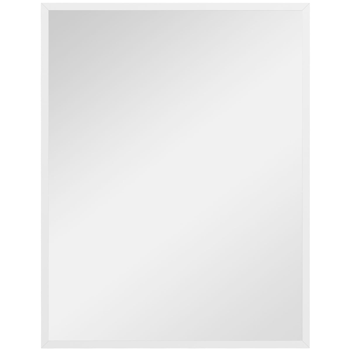 Miroir mural rectangulaire 90 x 70 cm, cadre en bois blanc, idéal pour la salle de bain, salon ou chambre-0