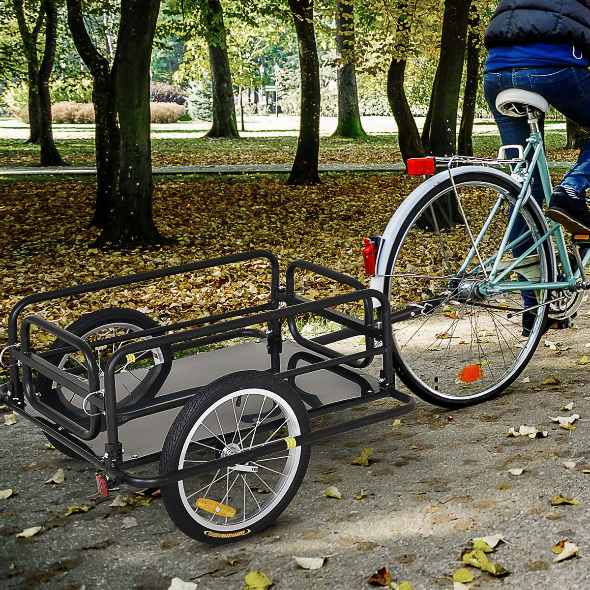 Remorque vélo remorque de transport pour vélo 70L 139L x 71,5l x 49H cm barre d'attelage universelle acier noir-9