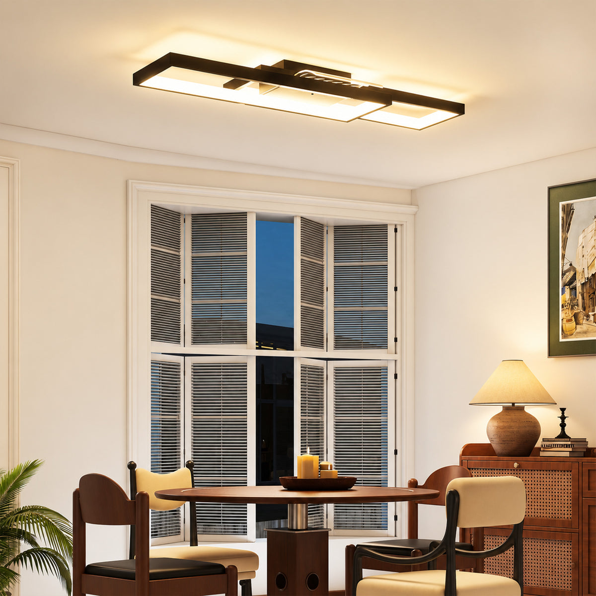 Plafonnier LED rectangle 43W, luminaire plafonnier 3000-6000K, 4600LM, télécommande, 70 x 30 cm, noir-9
