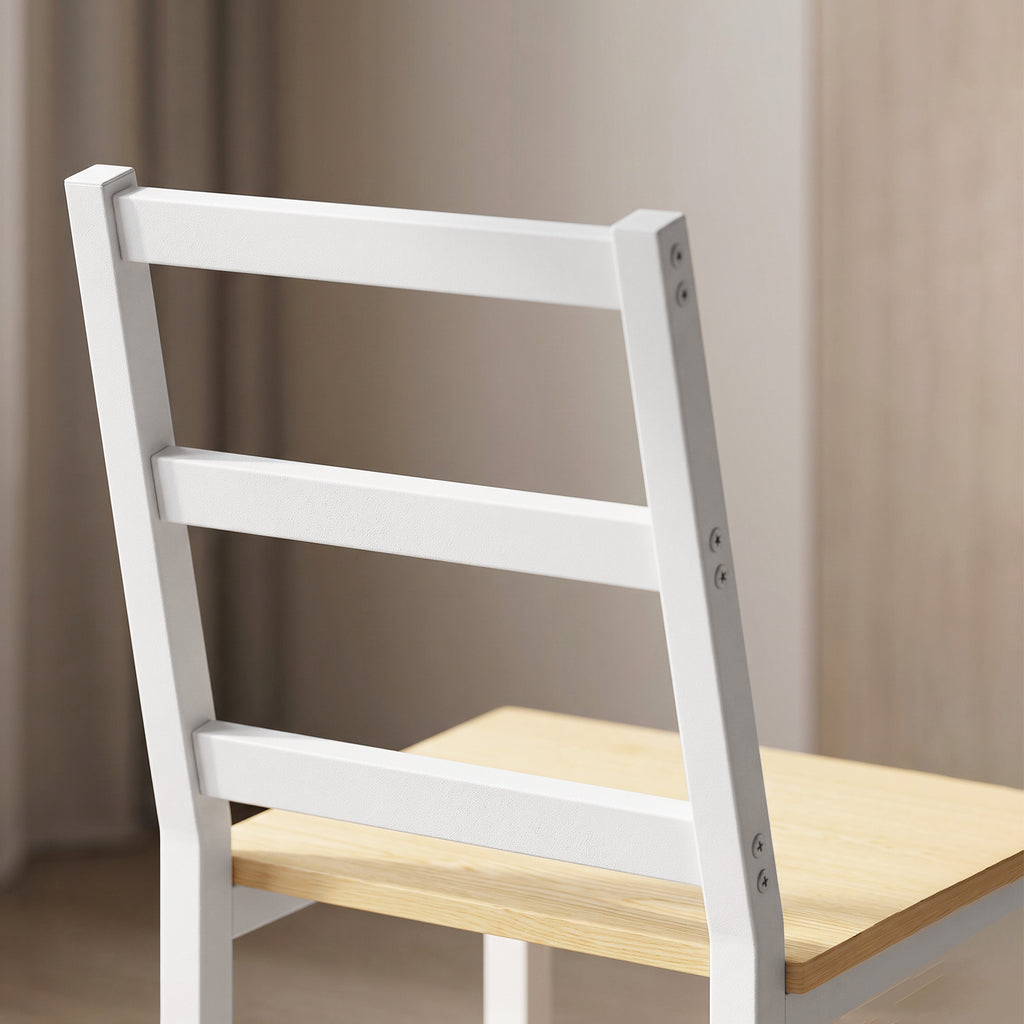 Ensemble Table Salle à Manger avec 4 Chaises, Table Rectangulaire 108 cm, Chaises à Dossier à Lattes, Chêne et Blanc-9