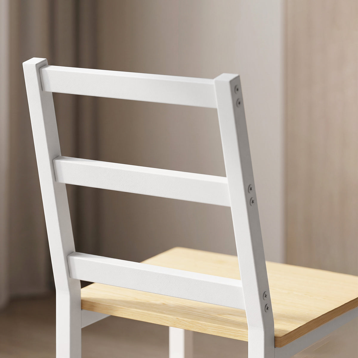 Ensemble Table Salle à Manger avec 4 Chaises, Table Rectangulaire 108 cm, Chaises à Dossier à Lattes, Chêne et Blanc-9