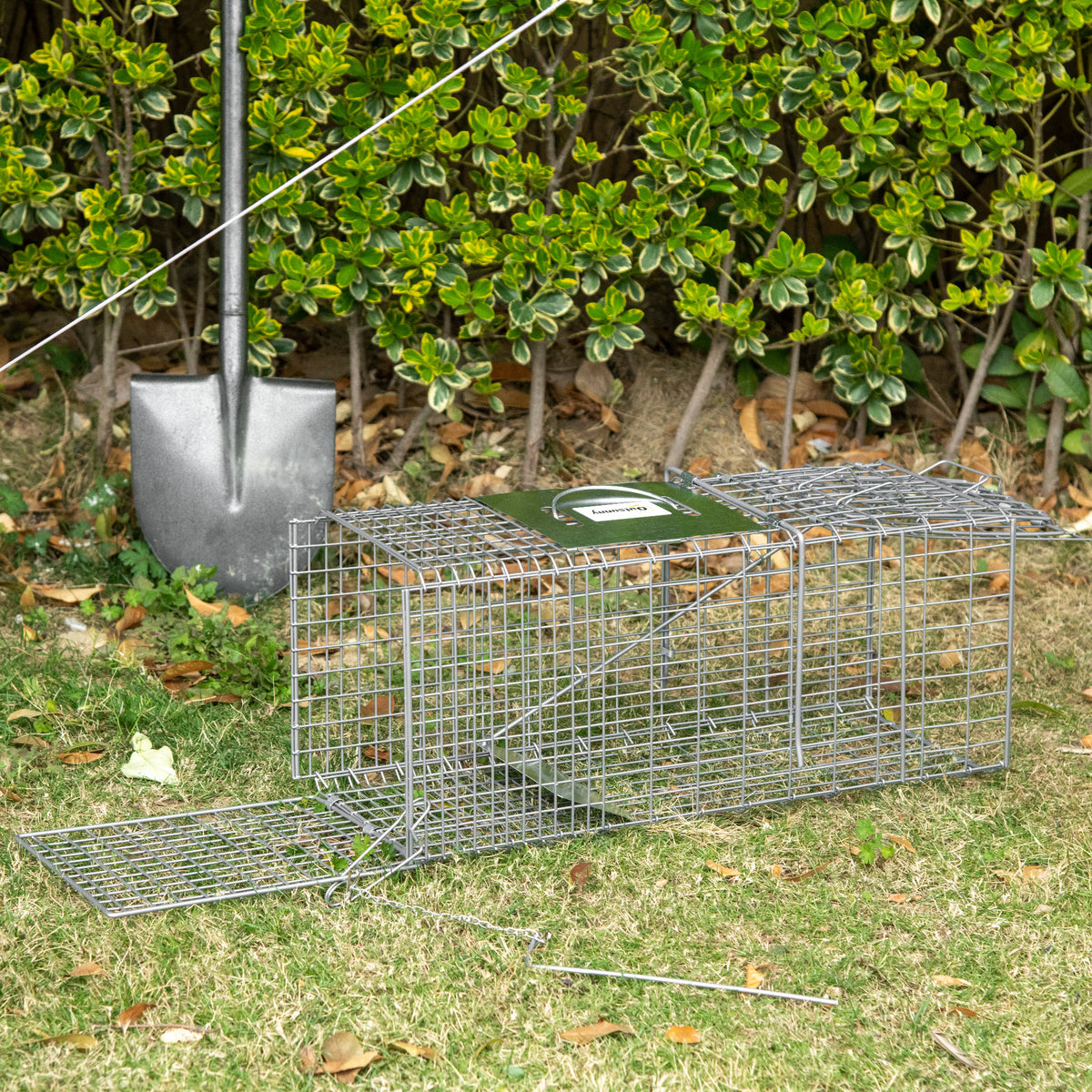 Piège cage de capture pliante pour petits animaux type rat et souris - 2 portes poignée 66 x 24 x 30,5 cm acier gris-1