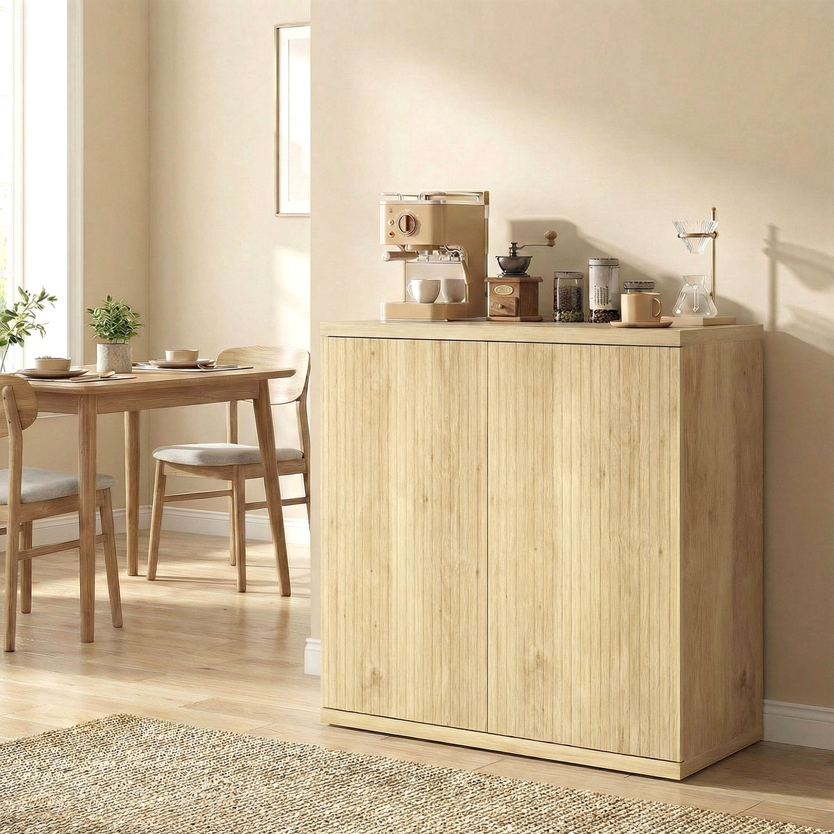 Buffet Salon, Meuble de Rangement Moderne avec Portes à Fermeture Douce et Étagères Ajustables, 78 x 39 x 79 cm, Chêne-1