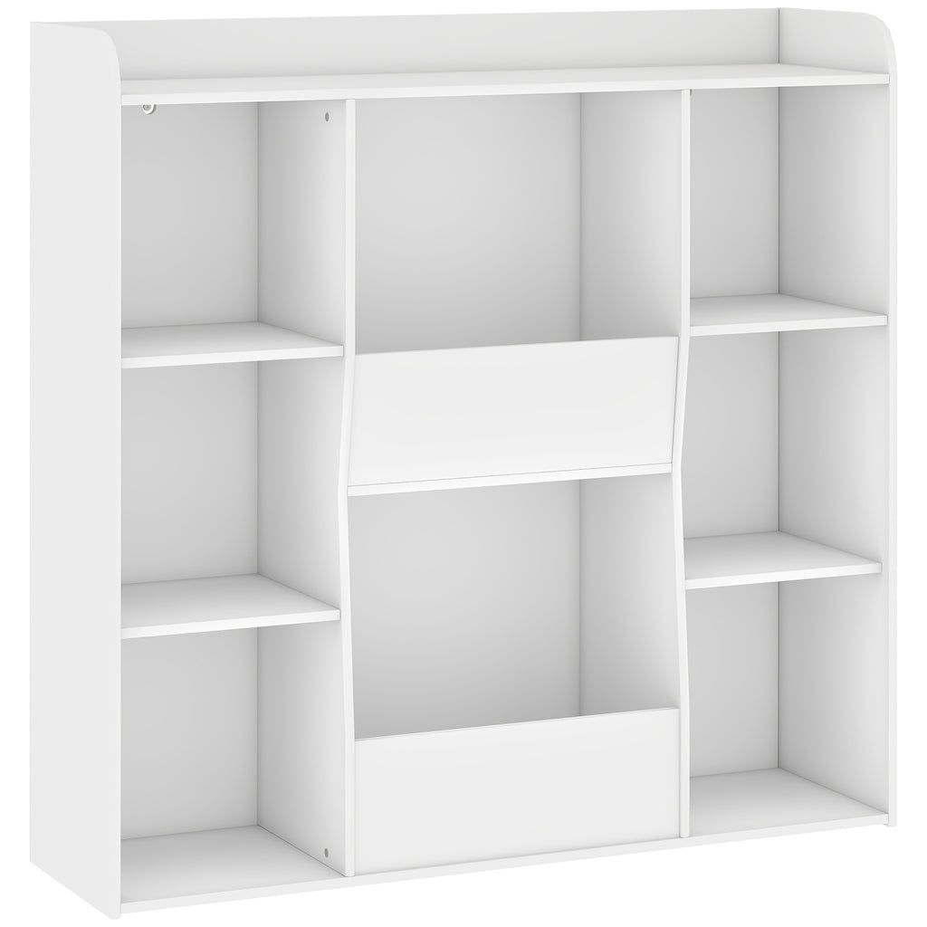 Meuble rangement enfant, bibliothèque enfants avec 8 compartiments et étagère supérieure, 104 x 29 x 101,5 cm, blanc-0