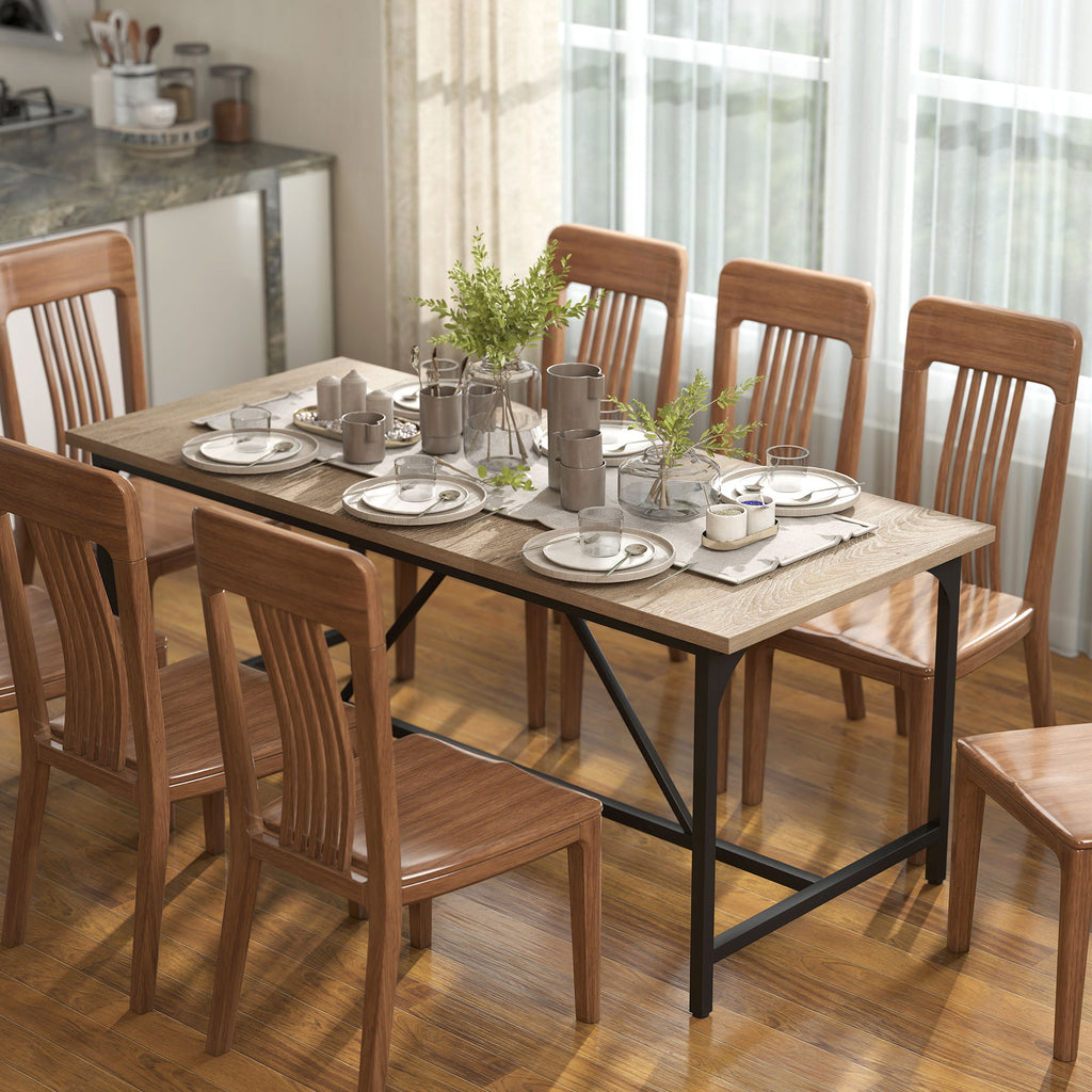 Table à manger rectangulaire pour 6-8 personnes table de cuisine style industriel 180 x 80 x 75,5 cm effet bois naturel-8