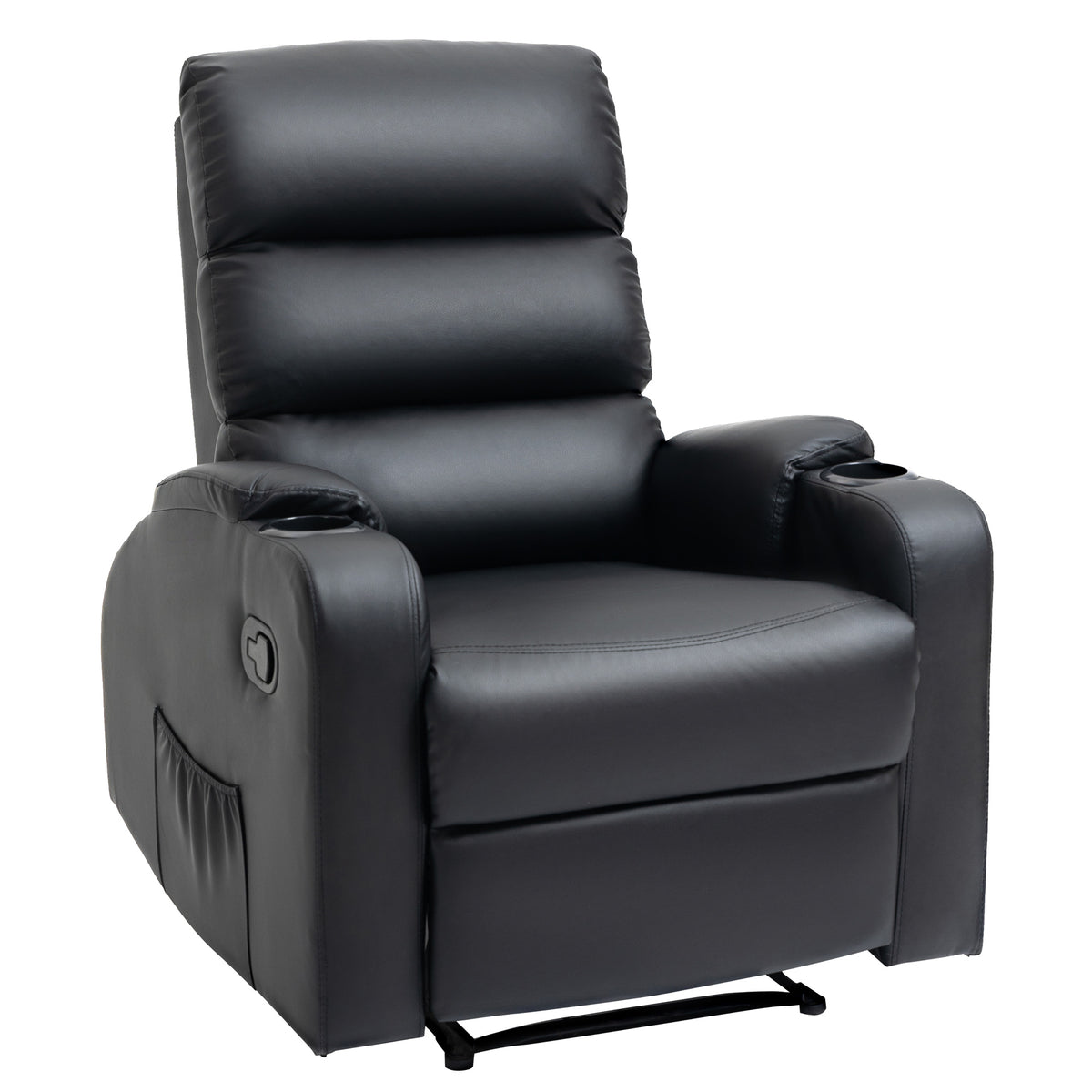 Fauteuil de Relaxation inclinable avec Repose-Pied Ajustable revêtement synthétique Noir-0