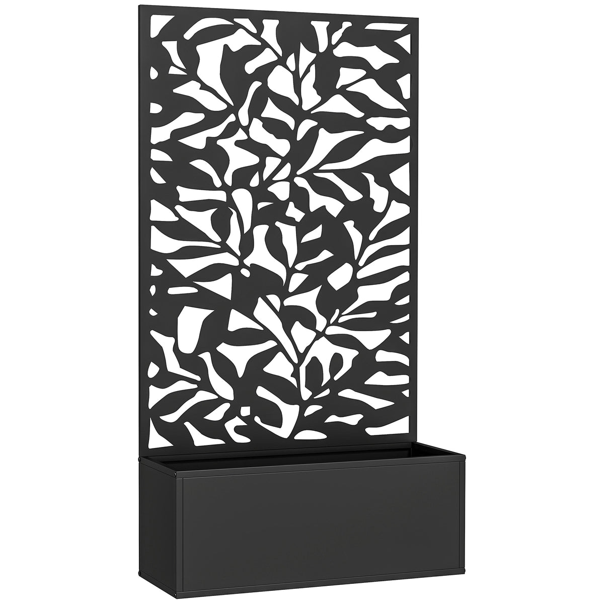 Jardinière avec treillis bac à fleurs rectangulaire grande taille panneau d'intimité métal 61 x 23 x 113 cm noir-0