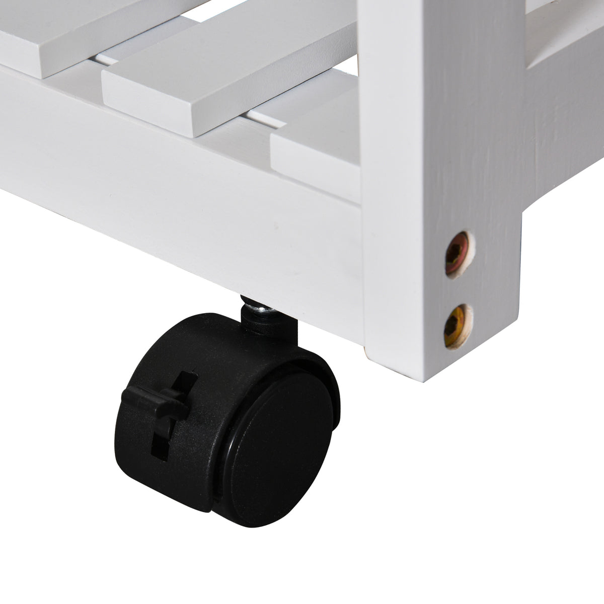 Ensemble Table de Bar Pliable sur roulettes avec étagère et 2 tiroirs + 2 tabourets Bois pin MDF Blanc chêne Clair-8