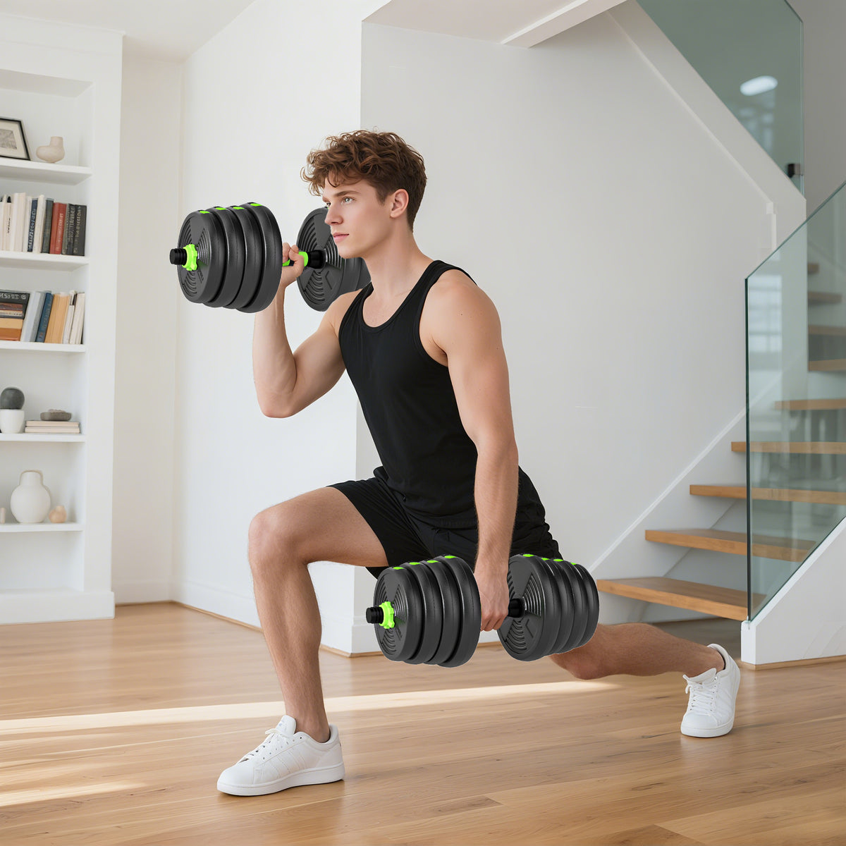 Kit haltères musculation haltères réglables 30 kg 3 en 1, ensemble de poids réglable avec barre d'extension noir-9