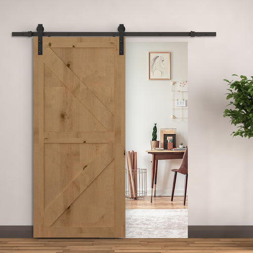 200 CM Rail porte coulissante quincaillerie de porte coulissante en acier au carbone capacité de charge 90 kg - noir-1