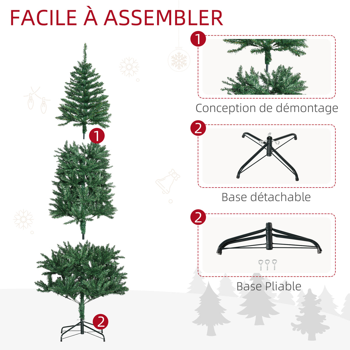 Sapin de Noël Artificiel 210H cm 865 Branches épines Imitation Nordmann Grand réalisme Vert-6